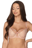 Elegant Lace & Mesh Semi-Padded Bra with Bow Detail