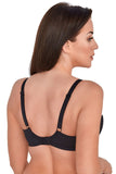 Sensational Semi-Padded Black & Beige Bra with Mesh Accents
