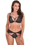 Lace & Mesh Sensual Black Bra with Jewelry Detail