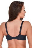 Navy Blue Soft Bra with Lace and Tulle Design