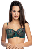 Elegant Bottle Green Balconette Bra with Embroidery