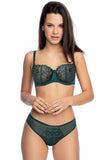 Elegant Bottle Green Balconette Bra with Embroidery