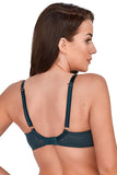 Turquoise Semi-Padded Bra with Embroidered Mesh Design