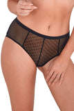 Elegant Black Lace-Trimmed Mesh Panties with Wide Waistband