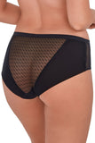 Elegant Black Lace-Trimmed Mesh Panties with Wide Waistband
