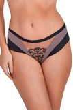 Elegant Two-Tone Full Cut Panties with Embroidered Mesh