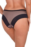 Elegant Two-Tone Full Cut Panties with Embroidered Mesh