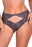 Lace Full Cut Purple Panties with Mesh Inserts & Bow Detail