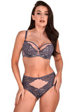 Lace Full Cut Purple Panties with Mesh Inserts & Bow Detail