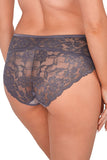 Lace Full Cut Purple Panties with Mesh Inserts & Bow Detail