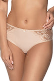 Beige Lace and Patterned Feminine Full-Cut Panties