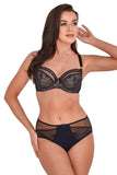 Elegant Semi-Padded Lace and Mesh Bra with Decorative Straps