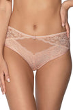 Lace Pink Full Cut Panties with Mesh Inserts & Bow