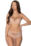 Lace Pink Full Cut Panties with Mesh Inserts & Bow