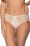 Beige Classic Lace-Trimmed Feminine Panties with Mesh Inserts