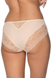 Beige Classic Lace-Trimmed Feminine Panties with Mesh Inserts