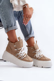 Fashionable Natural Leather Sports Shoes with Platform Design