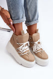 Fashionable Natural Leather Sports Shoes with Platform Design