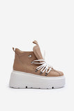 Fashionable Natural Leather Sports Shoes with Platform Design