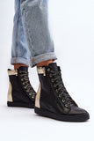 Stylish Women's Leather Sneakers with Hidden Wedge & Zippers