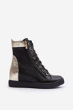 Stylish Women's Leather Sneakers with Hidden Wedge & Zippers
