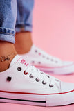 Classic White Lace-Up Sneakers with Non-Slip Sole