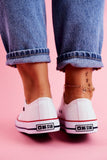 Classic White Lace-Up Sneakers with Non-Slip Sole