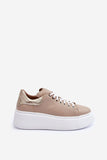 Stylish Natural Leather Sports Shoes with Platform Sole