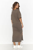 Feminine Knit T-Shirt and Fitted Skirt Set with Slits