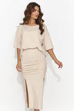 Elegant Knit T-Shirt and Fitted Long Skirt Set