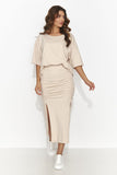 Elegant Knit T-Shirt and Fitted Long Skirt Set