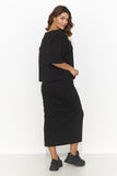 Chic Knit Set: Elegant T-Shirt & Fitted Skirt Combo