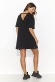 Chic Short Tracksuit Dress with Back Cutout & Gold Accents