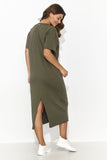 Charming Casual Knit Dress with Back Slit and Tinsel Detail