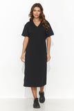 Charming Casual Knit Dress with Back Slit and Heart Neckline