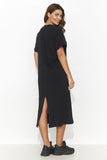 Charming Casual Knit Dress with Back Slit and Heart Neckline