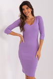 Elegant Ribbed Everyday Dress with 3/4 Sleeves