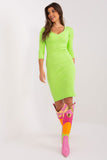 Elegant Ribbed Everyday Dress with 3/4 Sleeves