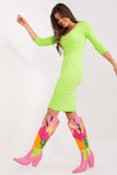 Elegant Ribbed Everyday Dress with 3/4 Sleeves
