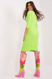 Elegant Ribbed Everyday Dress with 3/4 Sleeves