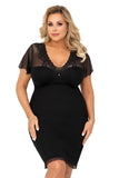 Ivana Plus Tulle Sleeve Chemise with Lace and Crystal Bow