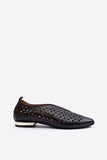 Elegant Natural Leather Ballerinas with Openwork Design