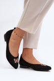 Elegant Suede Ballerinas with Butterfly Accent and Comfort Insole