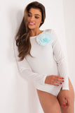 Elegant Long Sleeve Bodysuit with Decorative Flower Detail