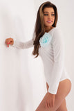 Elegant Long Sleeve Bodysuit with Decorative Flower Detail