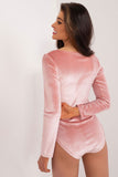 Elegant Velour Bodysuit with Decorative Flower Detail