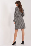 Elegant Knit Dress with Patterned Fabric and Puff Sleeves