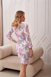 Elegant Floral Mini Dress with 3/4 Sleeves and Zipper