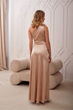 Elegant One-Shoulder Satin Dress with Leg Slit