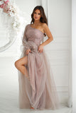 Elegant One-Shoulder Shimmering Prom Dress
